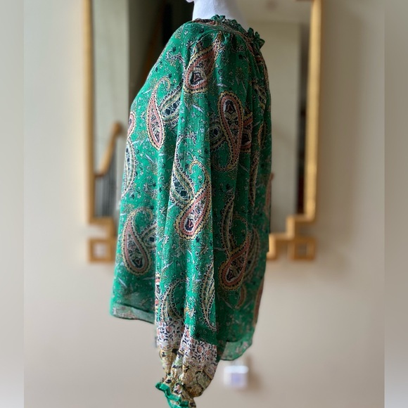 Rachel Zoe Green paisley long sleeve top - Picture 4 of 11